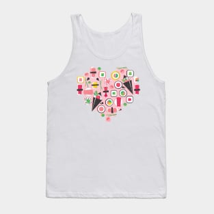 Paper cut geo sushi heart // print // pastel pink background Tank Top